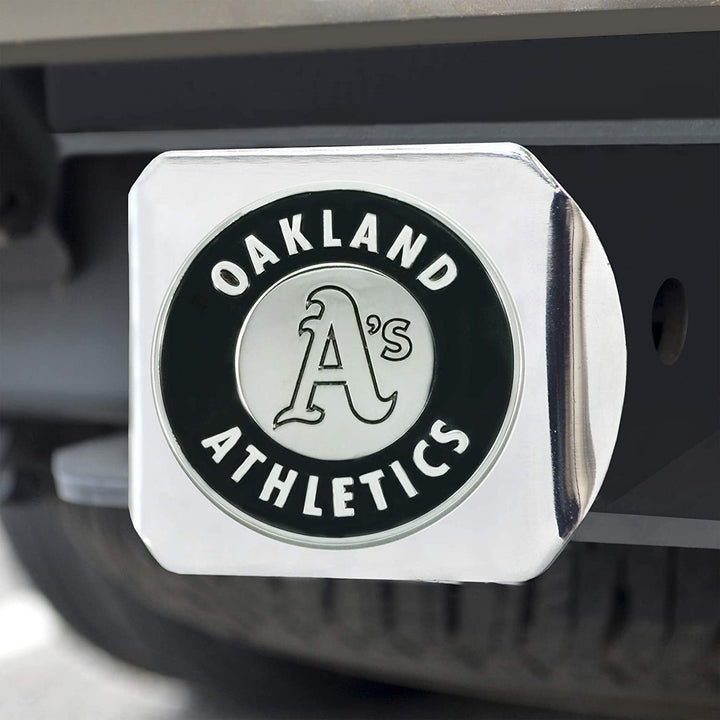 Oakland Athletics A's Solid Metal Hitch Cover with Chrome Metal Emblem 2 Inch Square Type III