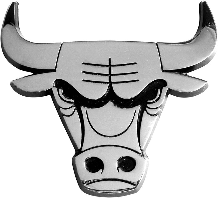 Chicago Bulls Premium Solid Metal Raised Auto Emblem, Shape Cut, Adhesive Backing