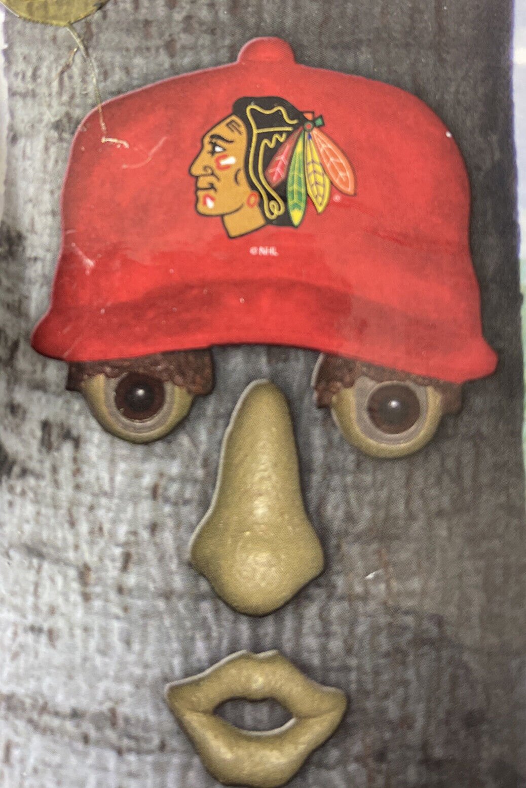 Chicago Blackhawks Forest Tree Face Ornament Resin 12 x 7 Inch