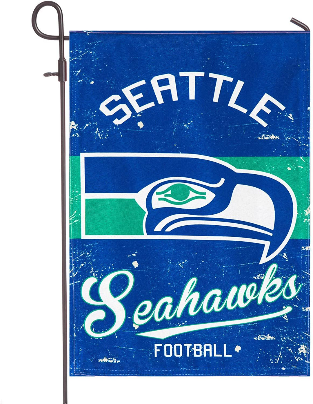 Seattle Seahawks Premium Garden Flag Banner, Double Sided, Retro Vintage Style, Linen, 13x18 Inch