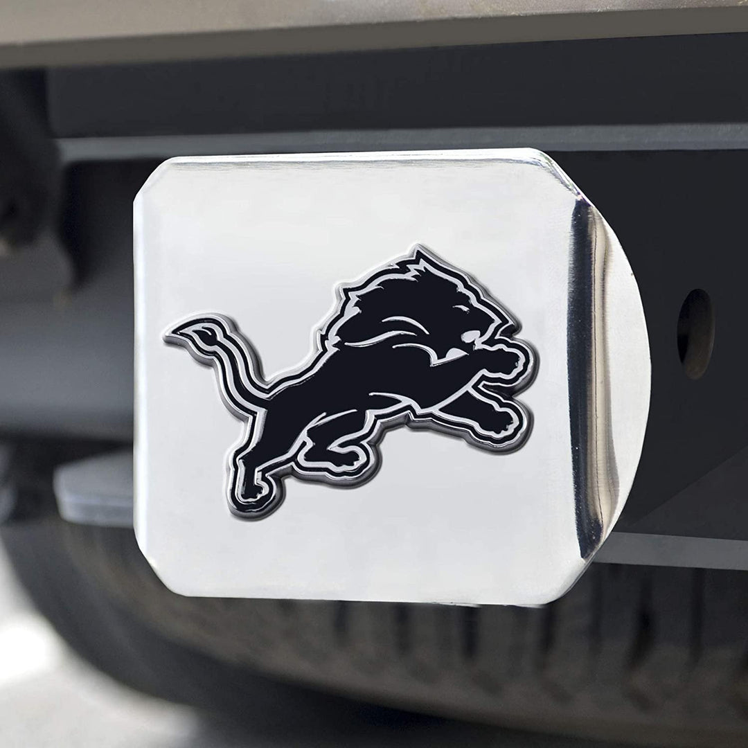 Detroit Lions Hitch Cover Solid Metal with Raised Chrome Metal Emblem 2" Square Type III
