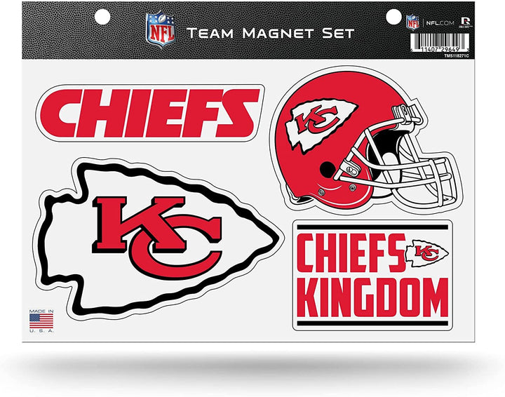 Rico Industries NFL Kansas City Chiefs 8.5" x 11" Team Magnet Set for Car, Refrigerator, Fridge, Locker, Office Cabinet