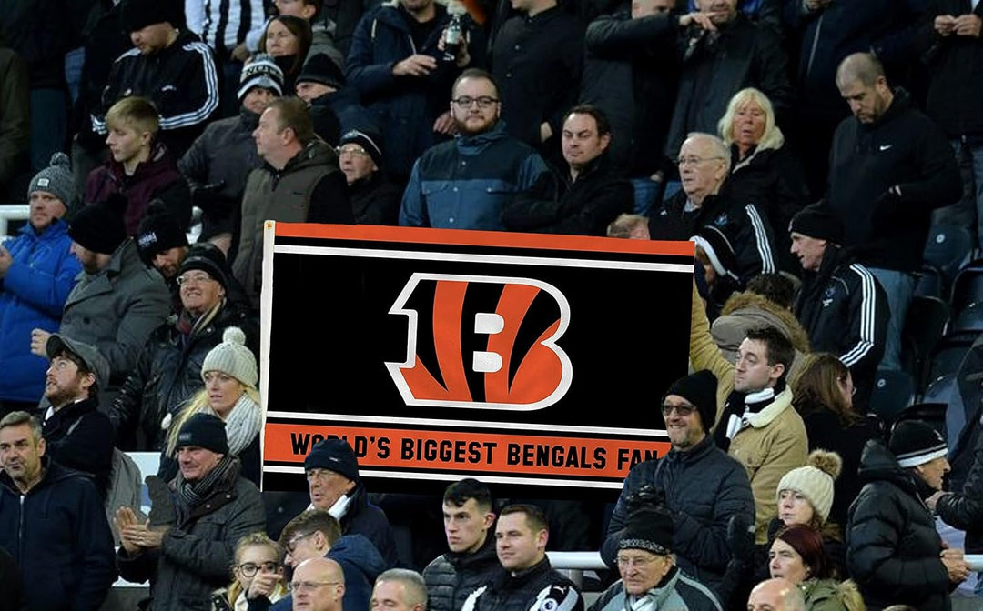 Cincinnati Bengals 3x5 Feet Flag Banner, World's Biggest Fan, Metal Grommets, Single Sided, Indoor or Outdoor Use