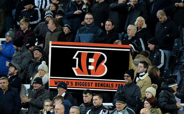 Cincinnati Bengals 3x5 Feet Flag Banner, World's Biggest Fan, Metal Grommets, Single Sided, Indoor or Outdoor Use