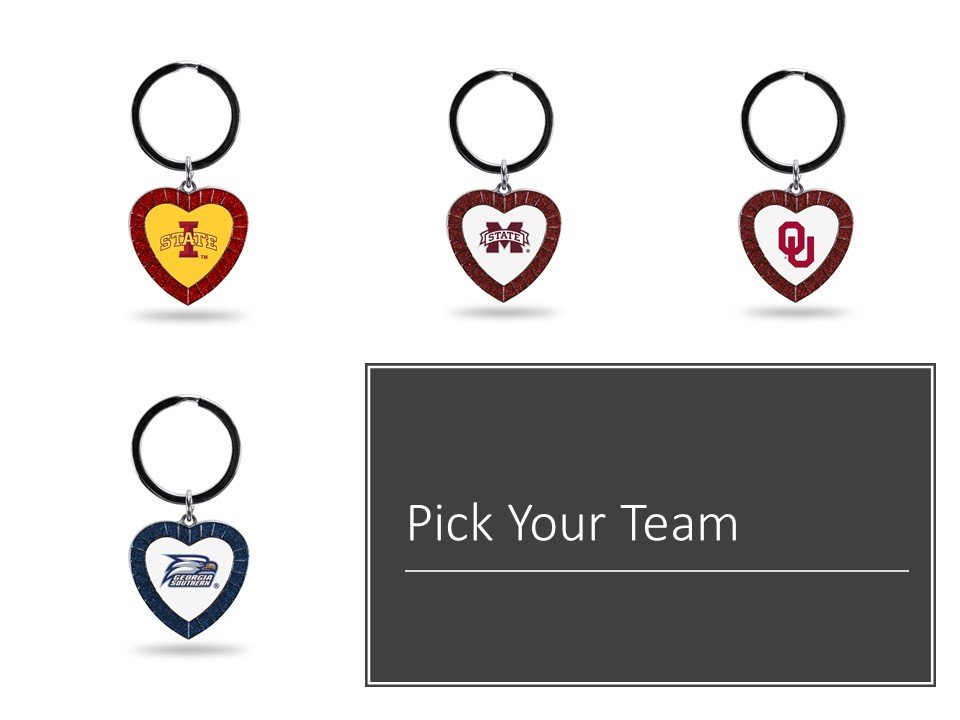 Pittsburgh State University Gorillas Keychain Color Rhinestone Heart