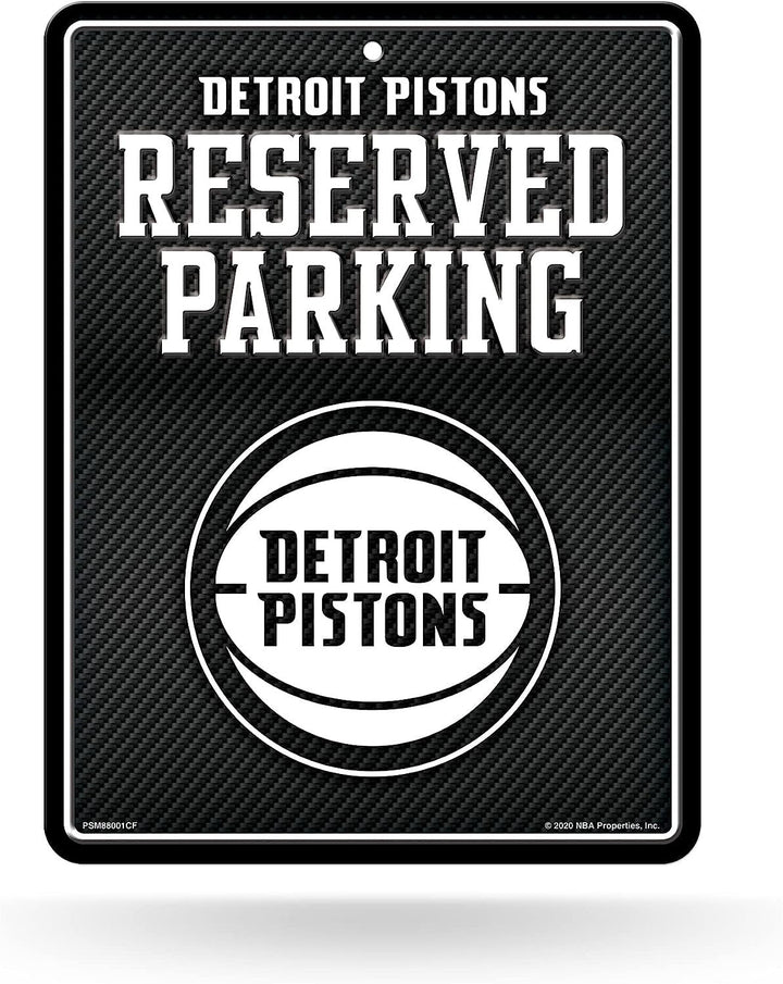 Detroit Pistons Metal Parking Novelty Wall Sign 8.5 x 11 Inch Carbon Fiber Design