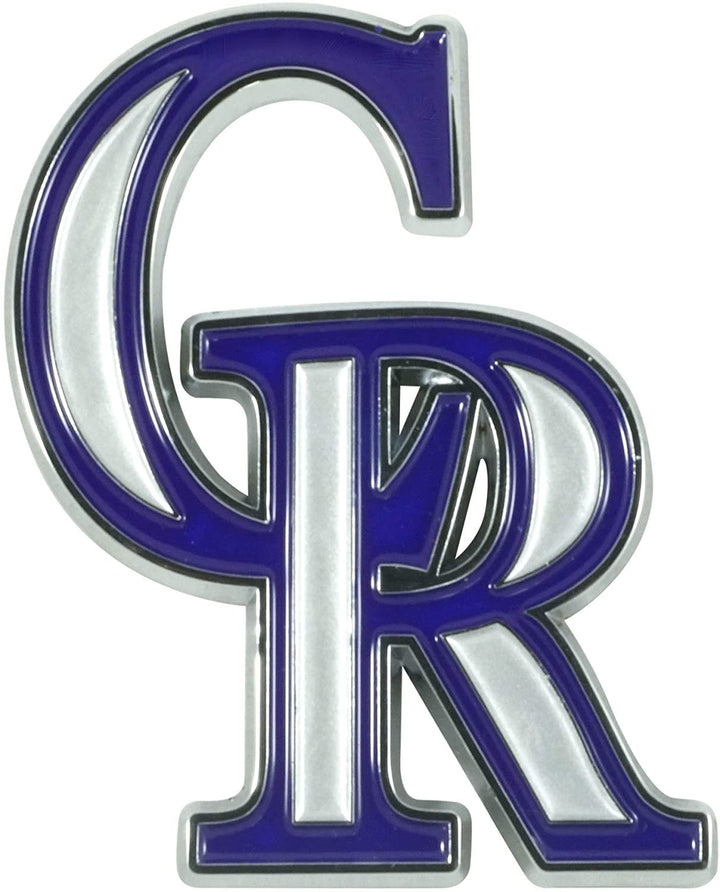 Colorado Rockies Solid Metal Chrome Auto Emblem, Die Cut Adhesive Backing