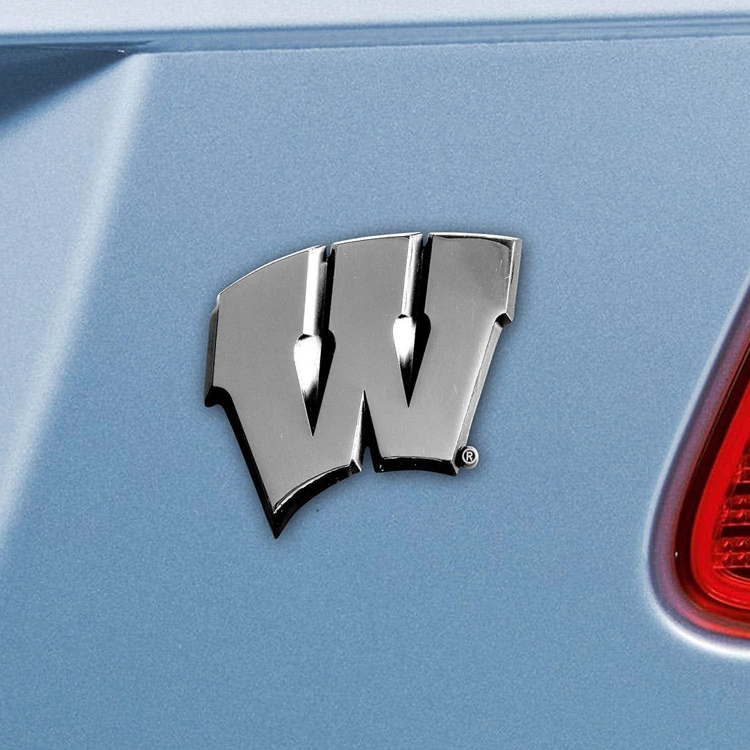 University of Wisconsin Badgers Solid Metal Raised Auto Emblem Decal Adhesive Backing
