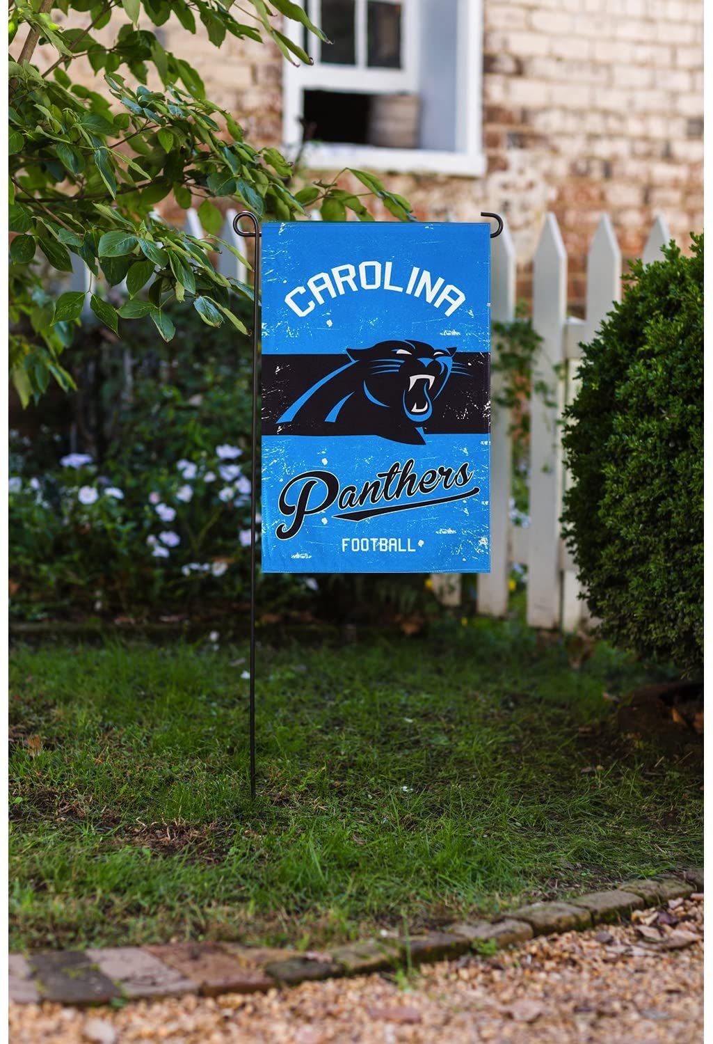 Carolina Panthers Premium Garden Flag Banner, Double Sided, Linen, Vintage Style, 13x18 Inch