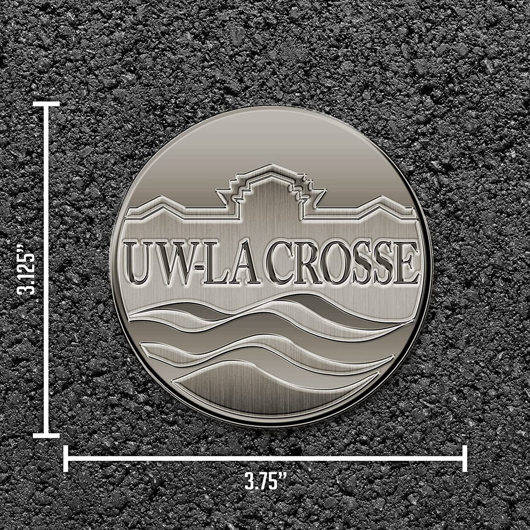 University of Wisconsin La Crosse Eagles Solid Metal Auto Emblem Antique Nickel for Car/Truck/SUV