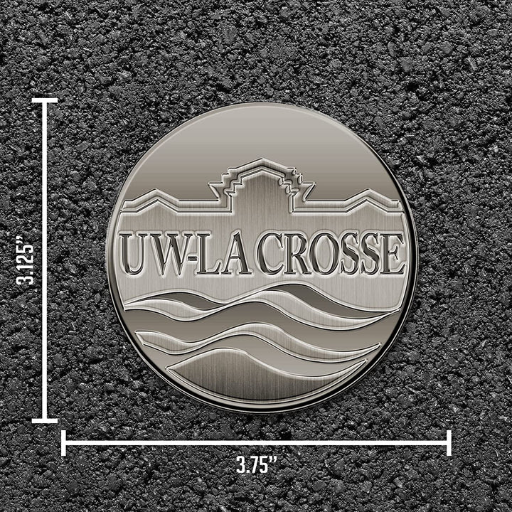 University of Wisconsin La Crosse Eagles Solid Metal Auto Emblem Antique Nickel for Car/Truck/SUV