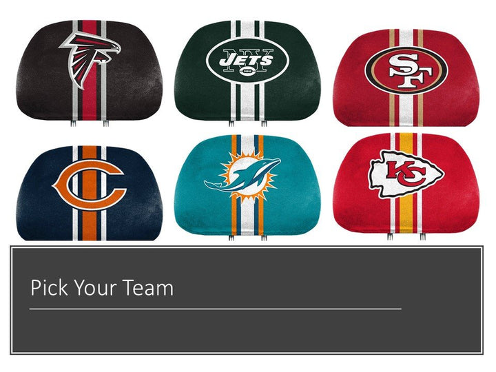 Atlanta Falcons Premium Pair of Auto Head Rest Covers, Full Color Printed, Elastic, 10x14 Inch