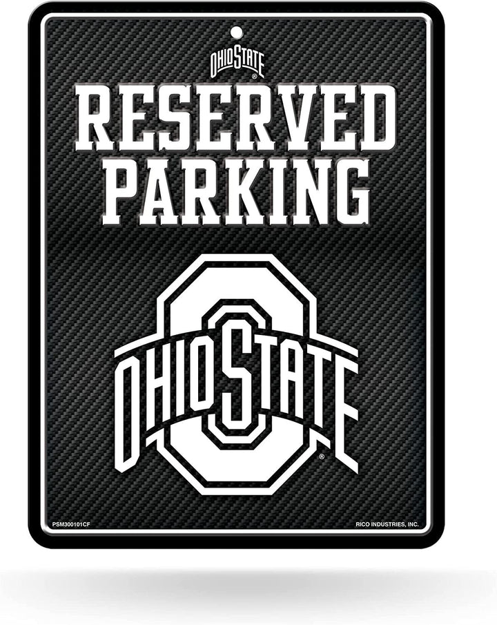 Ohio State University Buckeyes Metal Parking Novelty Wall Sign 8.5 x 11 Inch Carbon Fiber Design