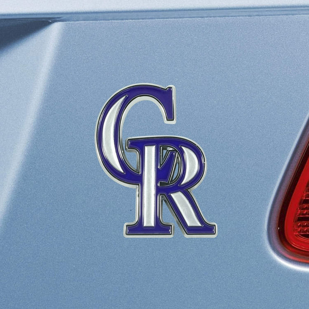 Colorado Rockies Solid Metal Chrome Auto Emblem, Die Cut Adhesive Backing