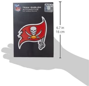 Tampa Bay Buccaneers Auto Emblem, Aluminum Metal, Embossed Team Color, Raised Decal Sticker, Full Adhesive Backing