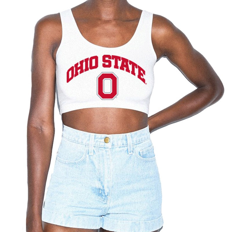 Ohio State OSU Buckeyes White Crop Tank Top