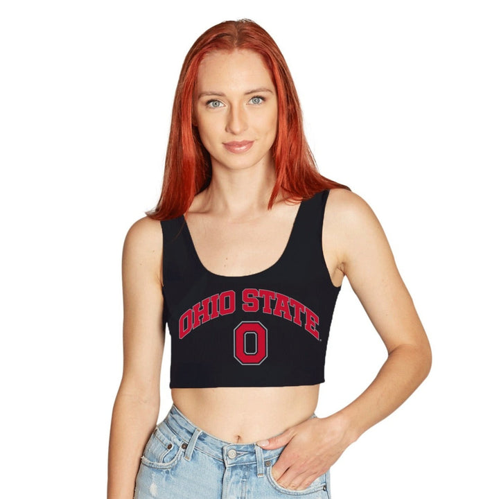 Ohio State OSU Buckeyes Black Crop Tank Top