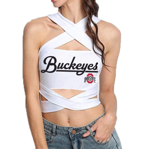 Ohio State OSU Buckeyes White Multi Way Bandeau Top