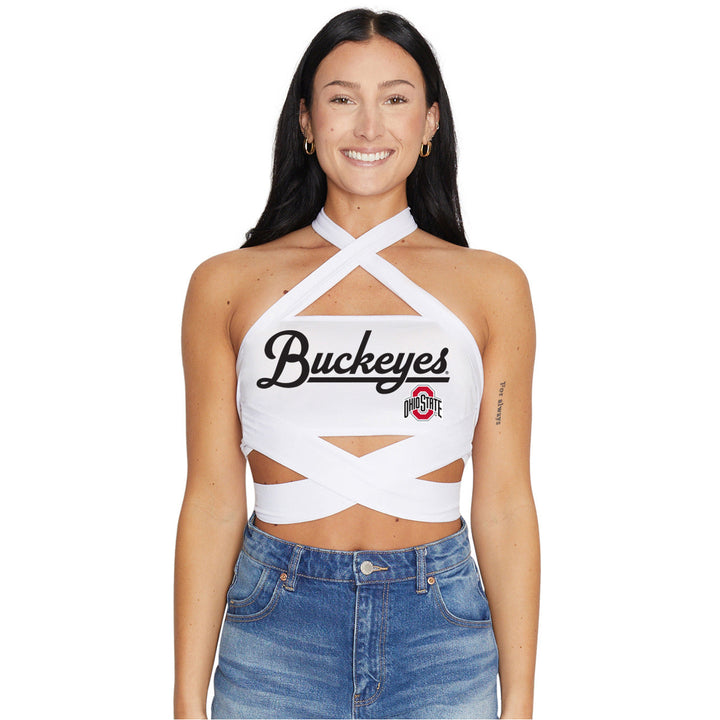 Ohio State OSU Buckeyes White Multi Way Bandeau Top