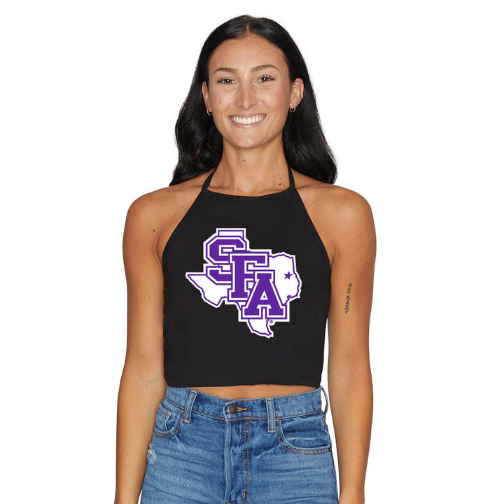 Stephen F. Austin SFA Black Halter Top