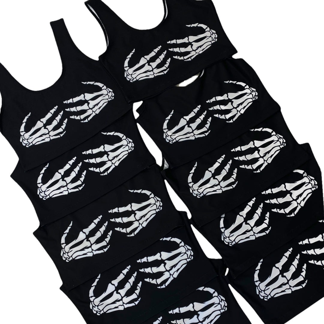 Skeleton Black Crop Tank Top