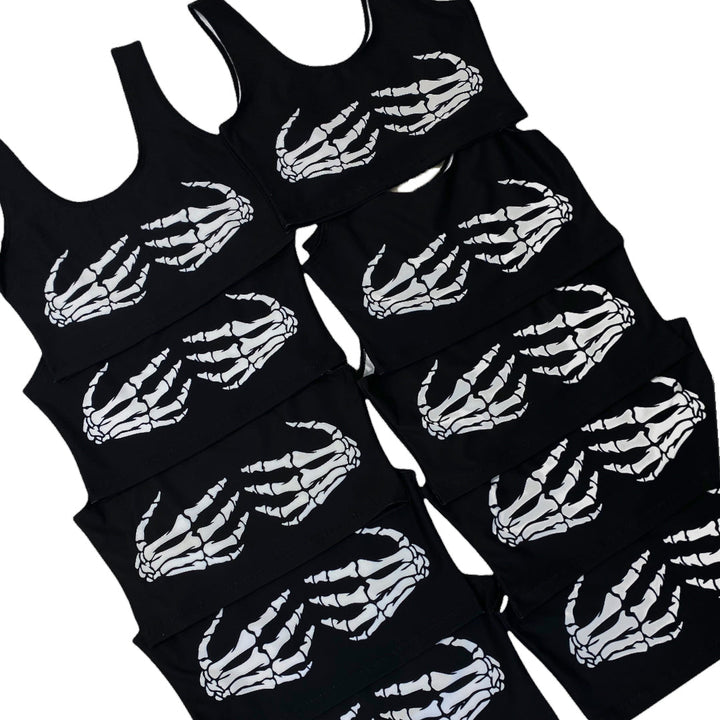 Skeleton Black Crop Tank Top