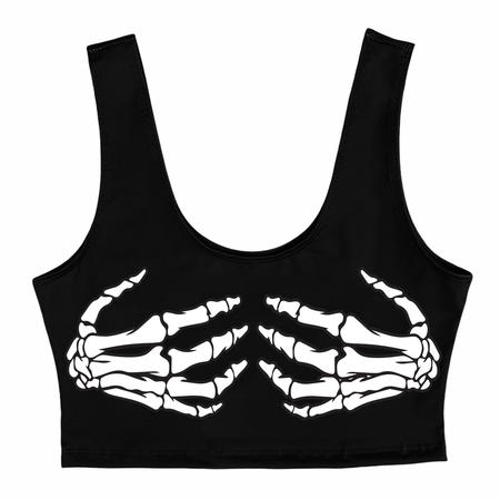 Skeleton Black Crop Tank Top