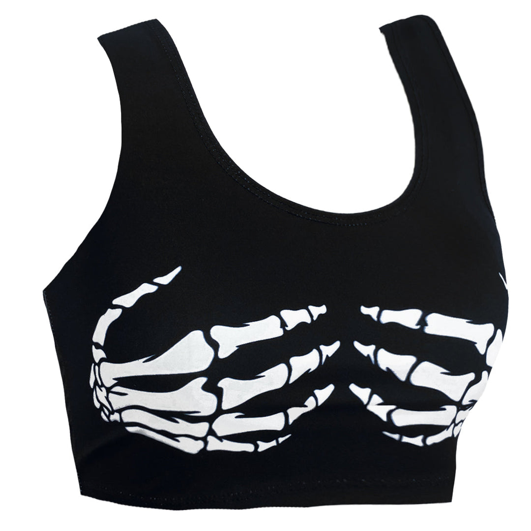 Skeleton Black Crop Tank Top