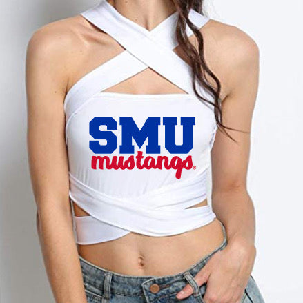 SMU Mustangs White Multi Way Bandeau Top