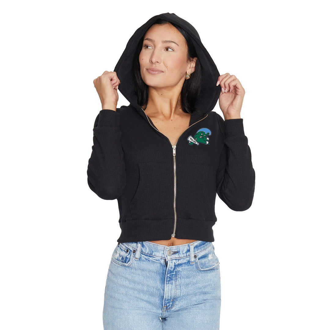 Tulane Waffle Knit Zip Up Hoodie