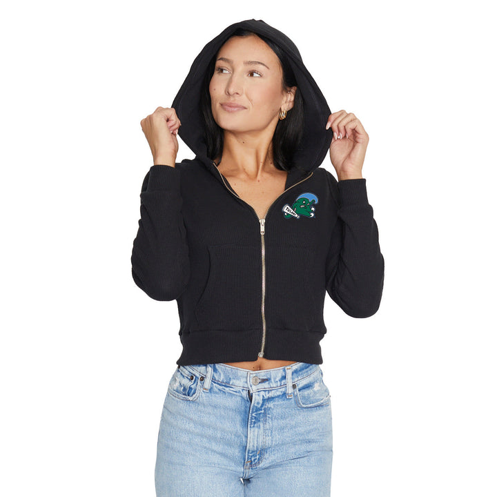 Tulane Waffle Knit Zip Up Hoodie