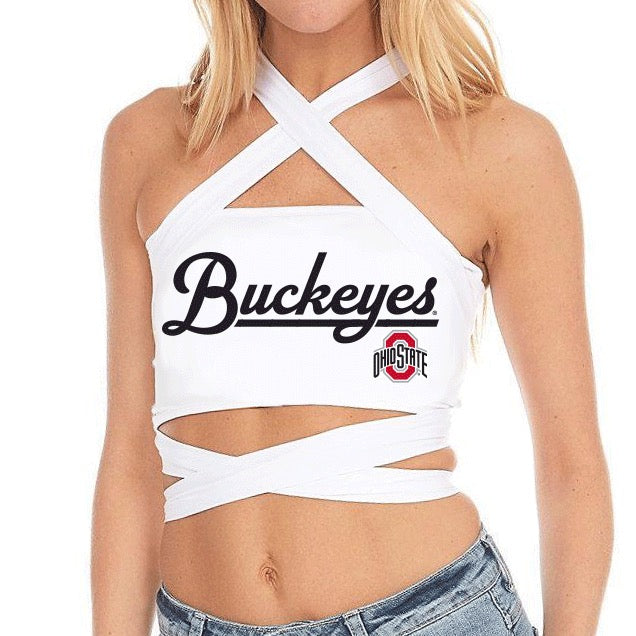 Ohio State OSU Buckeyes White Multi Way Bandeau Top