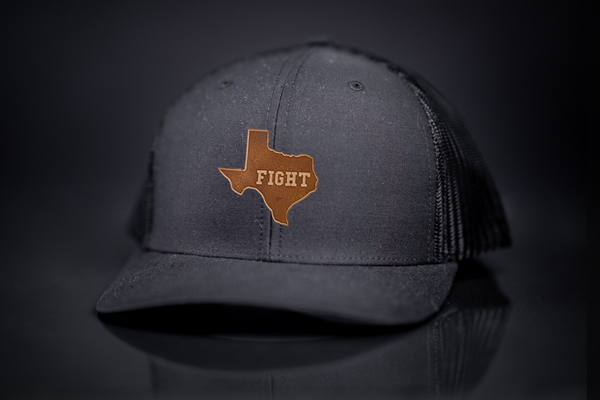 Texas Longhorns / State of Texas Fight Leather Patch / Curved Bill Mesh Snapback - 074