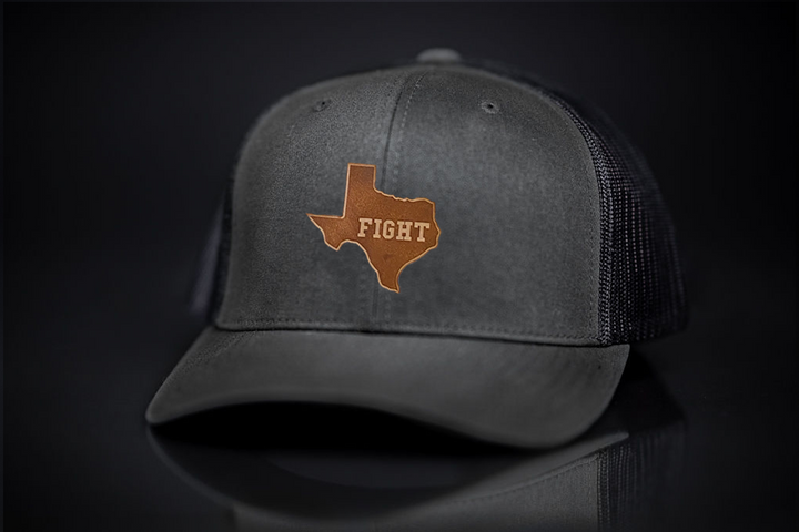 Texas Longhorns / State of Texas Fight Leather Patch / Curved Bill Mesh Snapback - 074