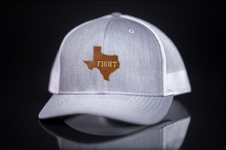 Texas Longhorns / State of Texas Fight Leather Patch / Curved Bill Mesh Snapback - 074