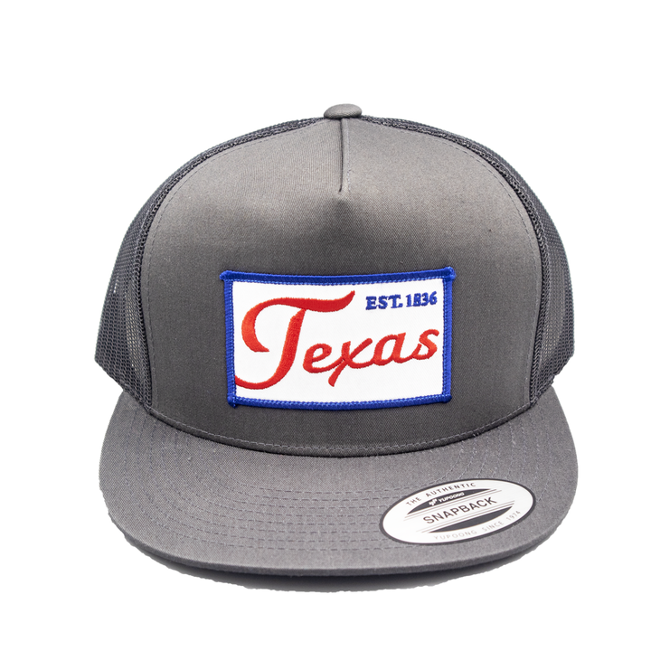 Texas / 1836 Script / Charcoal & Black / Flatbill