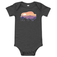 Last Stand / Bison Mountain Sunset / Baby short sleeve one piece / MM