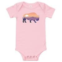 Last Stand / Bison Mountain Sunset / Baby short sleeve one piece / MM