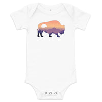 Last Stand / Bison Mountain Sunset / Baby short sleeve one piece / MM
