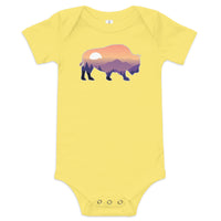 Last Stand / Bison Mountain Sunset / Baby short sleeve one piece / MM