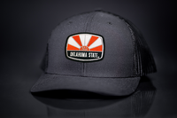 Oklahoma State / Oklahoma State Sunrise Square Patch / Curved Bill Mesh Snapback / 134 / OKSTATE003