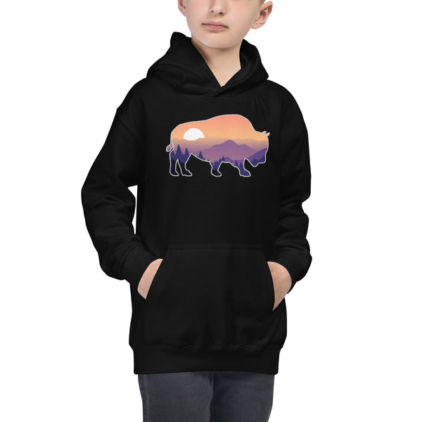 Last Stand / Bison Mountain Sunset / Kids Hoodie / MM
