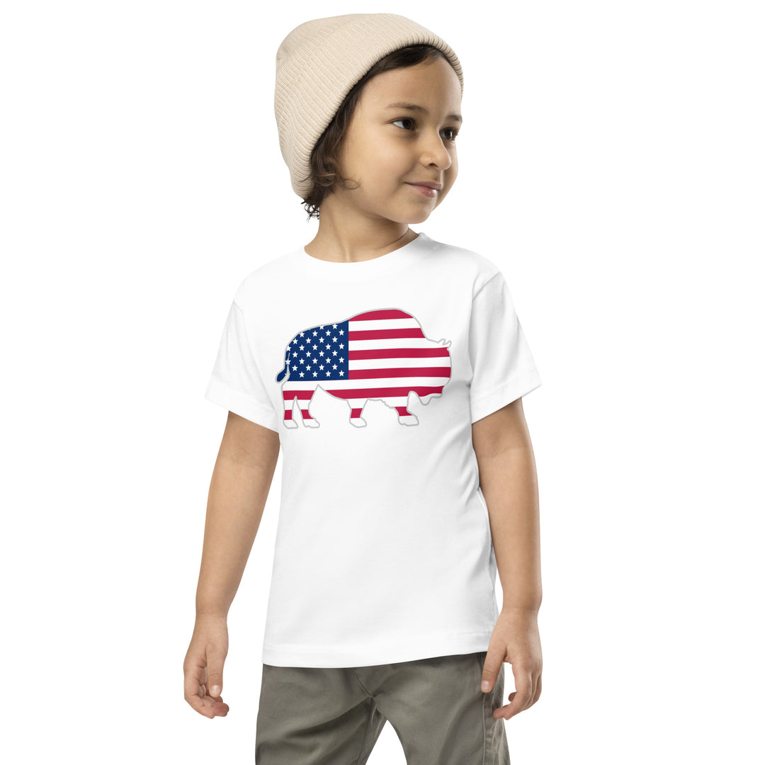 Last Stand / Bison American Flag / Toddler Short Sleeve Tee / MM