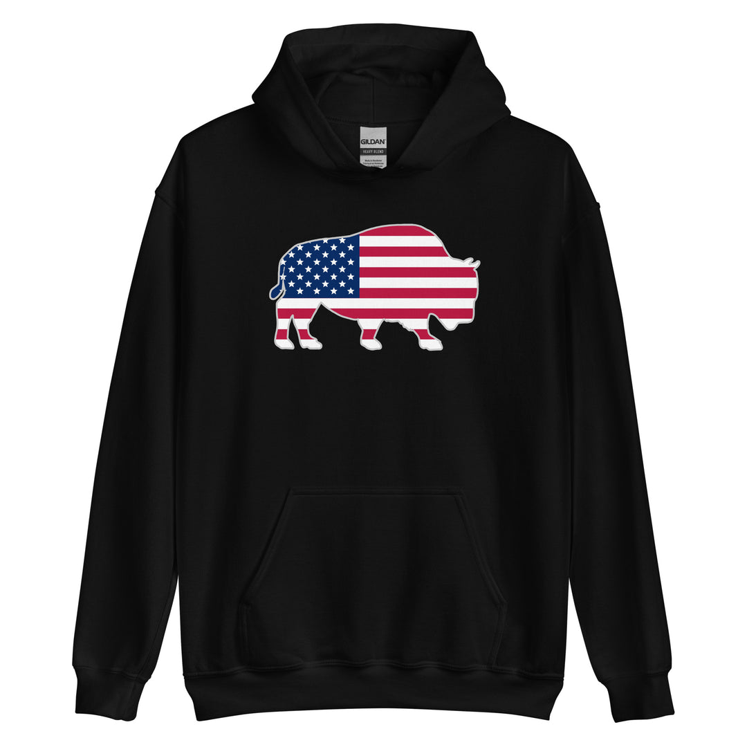 Last Stand / Bison American Flag / Unisex Hoodie / MM