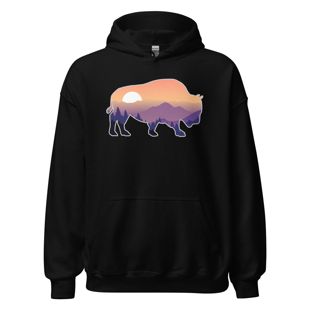 Last Stand / Bison Mountain Sunset / Unisex Hoodie . MM