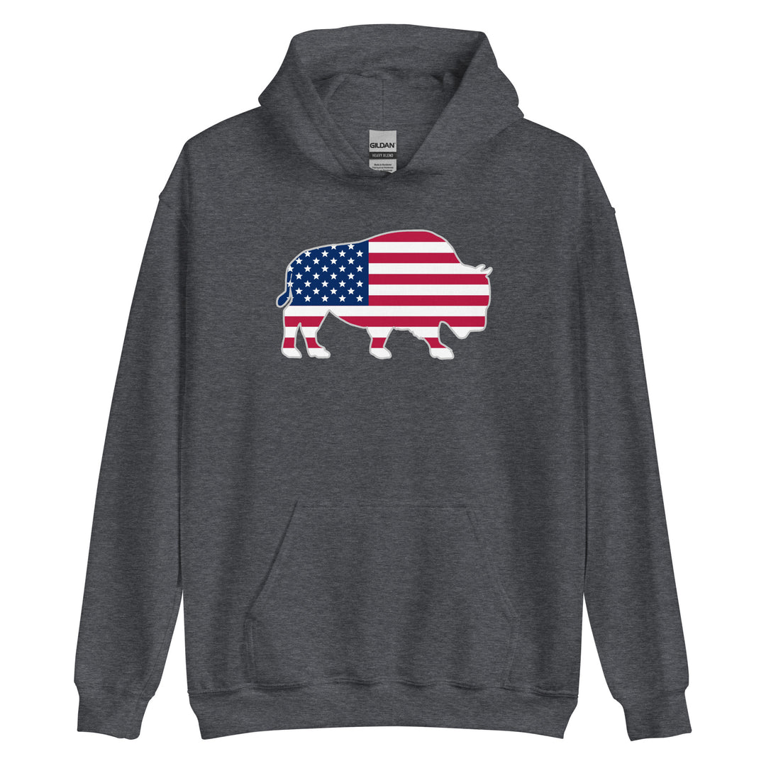 Last Stand / Bison American Flag / Unisex Hoodie / MM