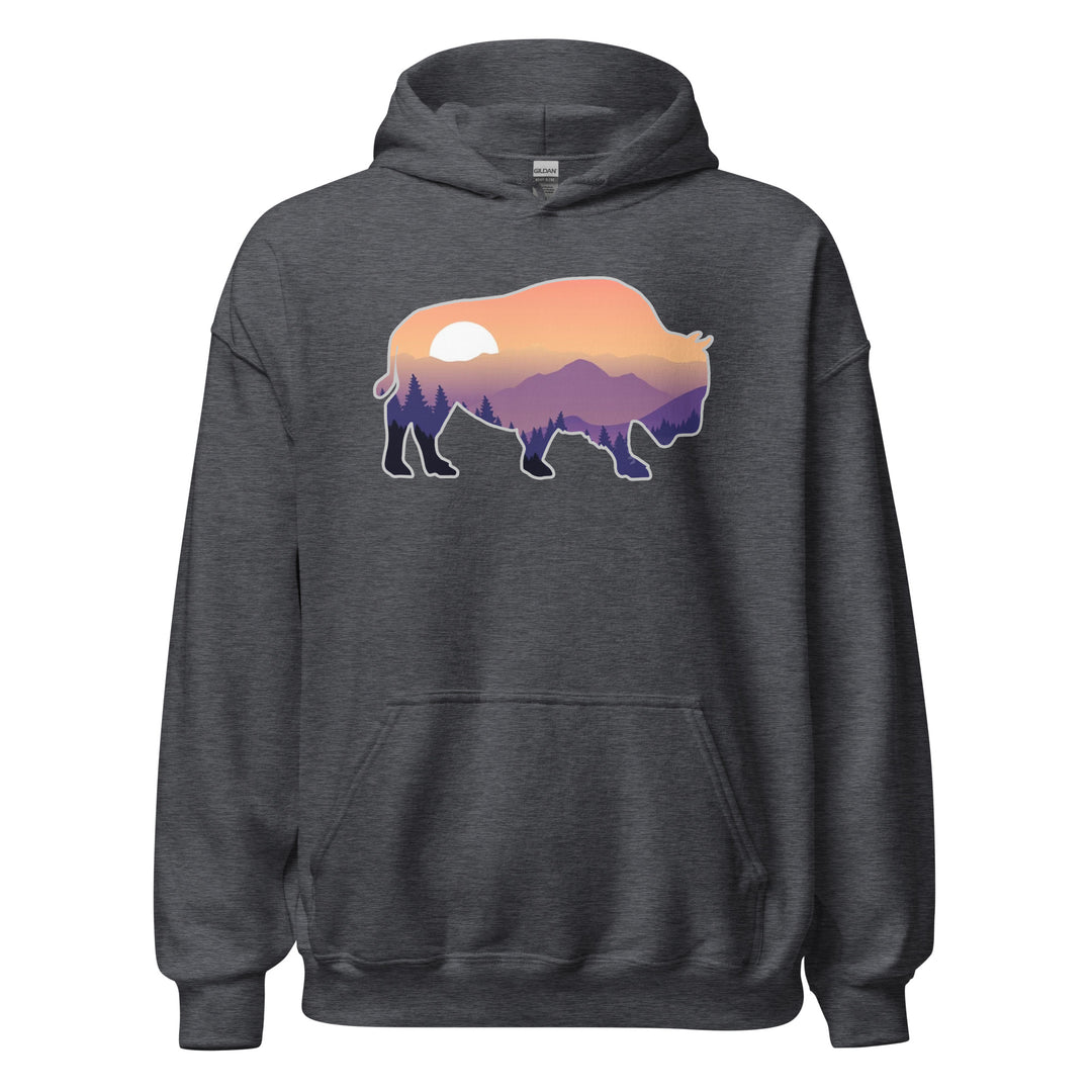 Last Stand / Bison Mountain Sunset / Unisex Hoodie . MM