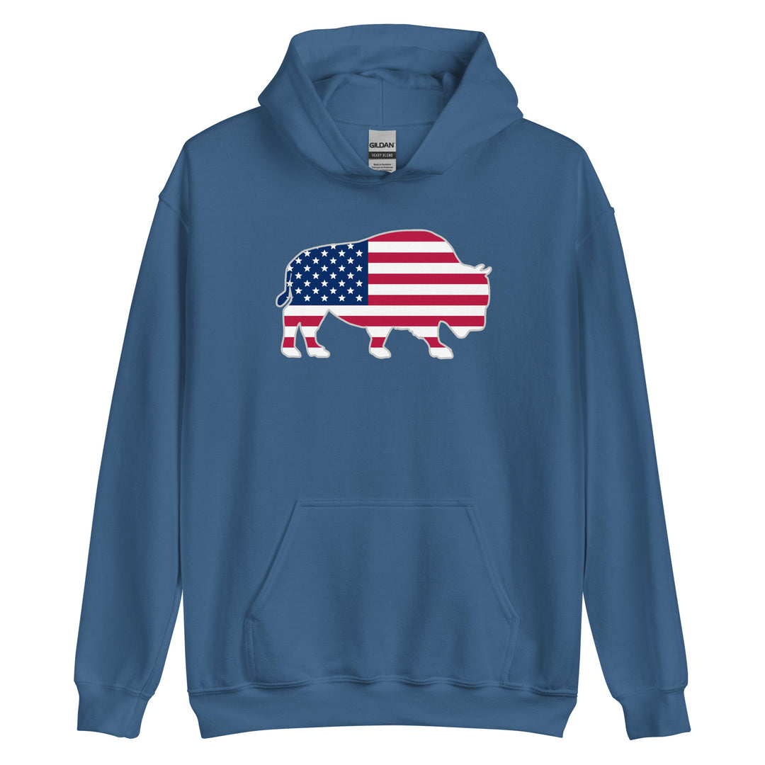 Last Stand / Bison American Flag / Unisex Hoodie / MM