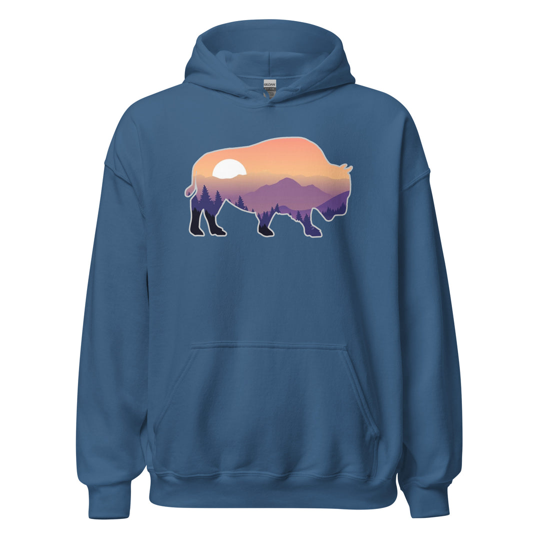 Last Stand / Bison Mountain Sunset / Unisex Hoodie . MM