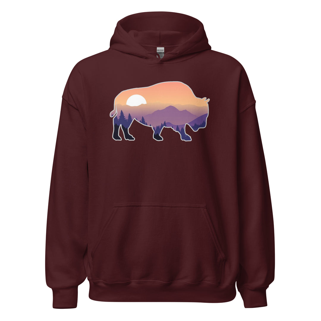 Last Stand / Bison Mountain Sunset / Unisex Hoodie . MM